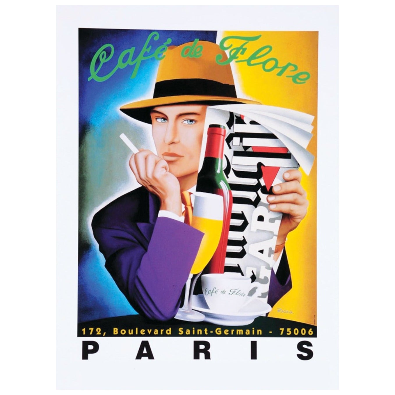 1993 Cafe De Flore - Razzia Original Vintage Poster