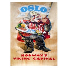 1957 Oslo - Norway's Viking Capital Original Vintage Poster