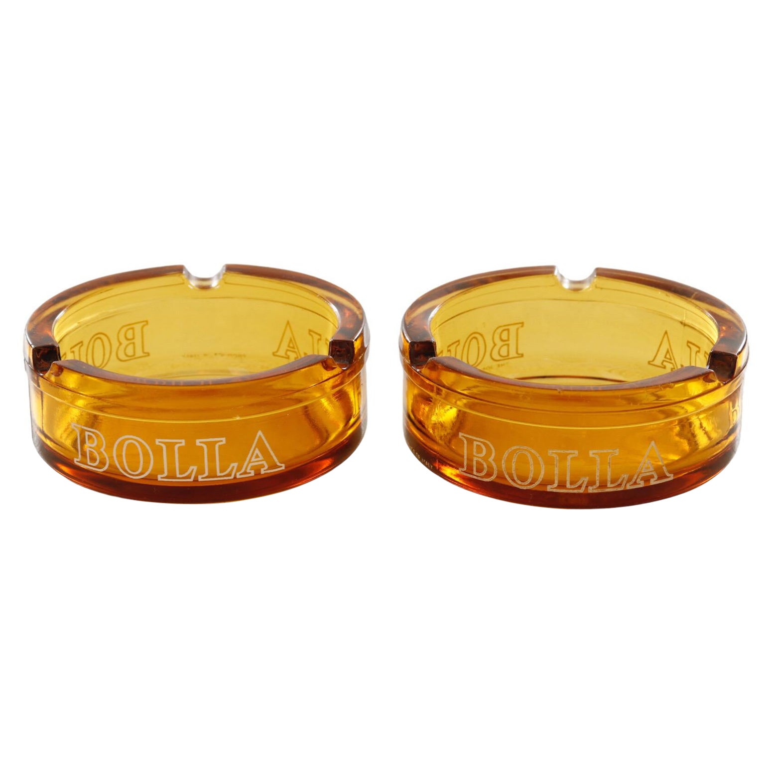 Bolla Wine Amber Glass Ashtrays - a Pair For Sale