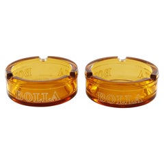 Vintage Bolla Wine Amber Glass Ashtrays - a Pair