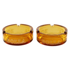 Retro Bolla Wine Amber Glass Ashtrays - a Pair