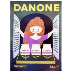 Affiche vintage d'origine Danone - Fraicheur Sante, 1960