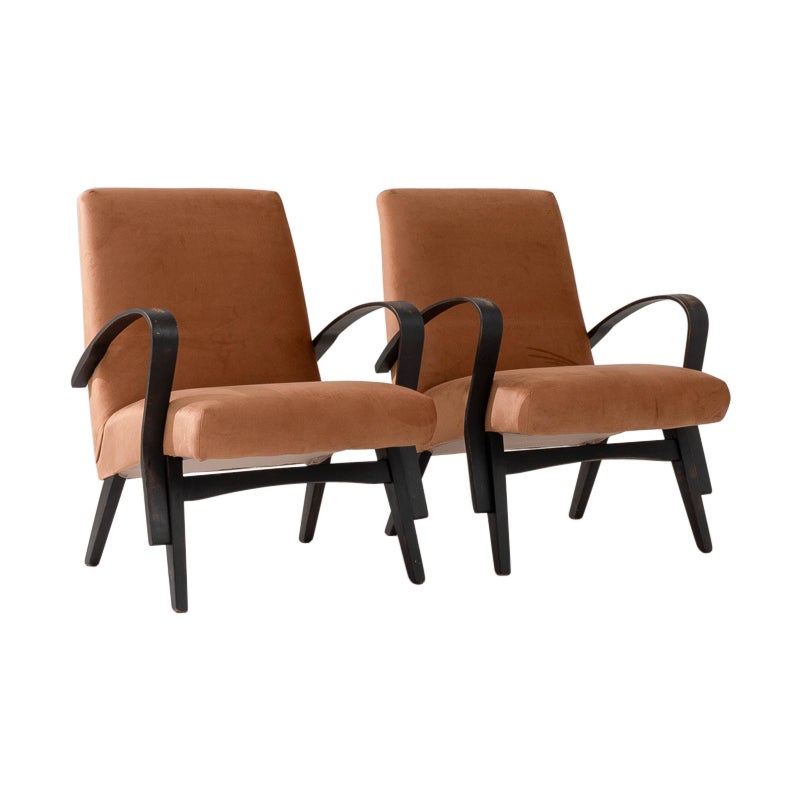 1960s Czech Upholstered Armchairs By Tatra, a Pair For Sale
