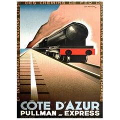 Affiche vintage d'origine Pullman Express - Fix-Masseau, Côte d'Azur, 1982