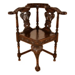 Antique 19th Century English Oak Corner Chair