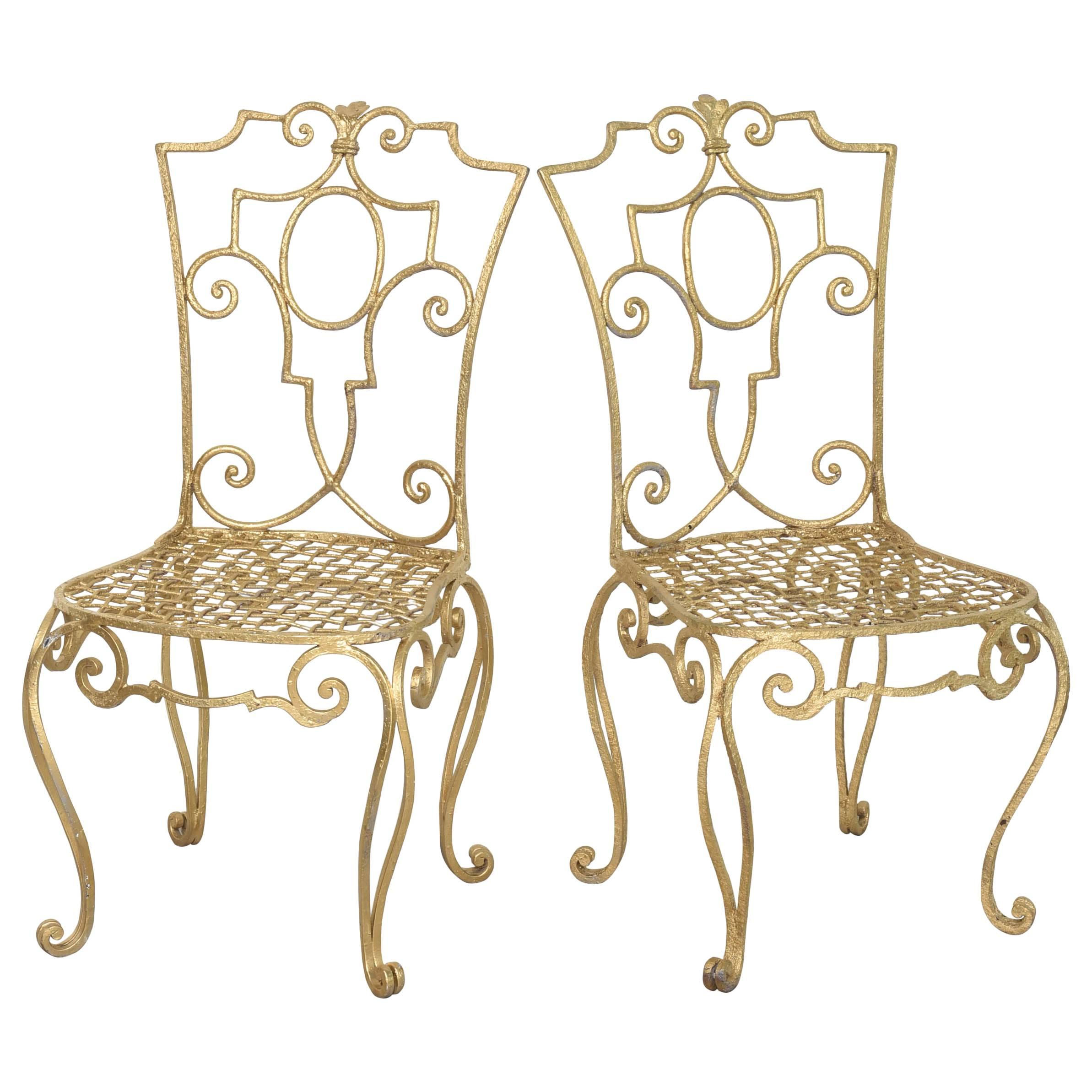 Pair of French Gilt Metal Chairs by Jean-Charles Moreux