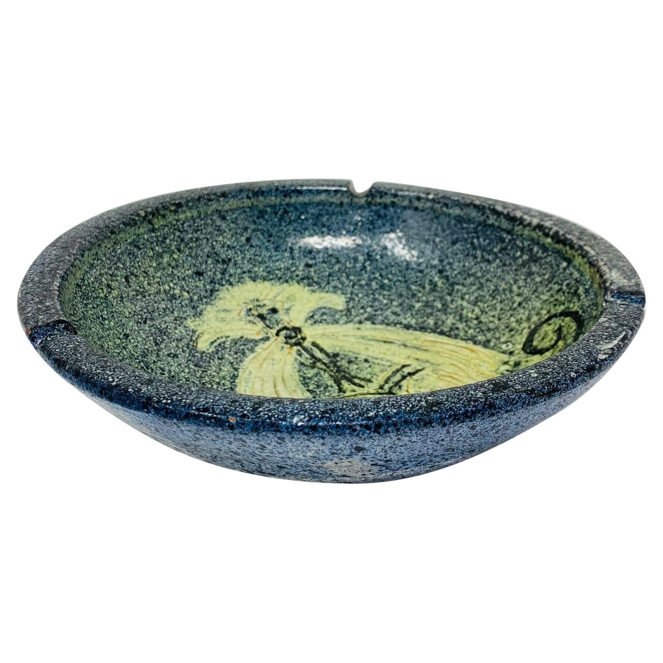 Mid Century Vintage Alfaraz Studio Ceramic Bowl with Baboon Etch Design For Sale