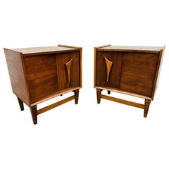 Mid-Century Modern Kagan Style Walnut Nightstands - Set of 2