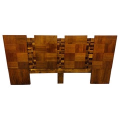 Mid-Century Modern Brutalist Walnut King Headboard