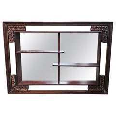 Chinese Carved and Lacquered Wood Framed Mirrored-Back Etagere