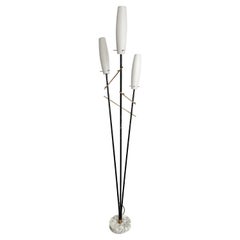 Mid-Century Modern Living Room Floor Lamp, Brass and Marble, Stilnovo Style