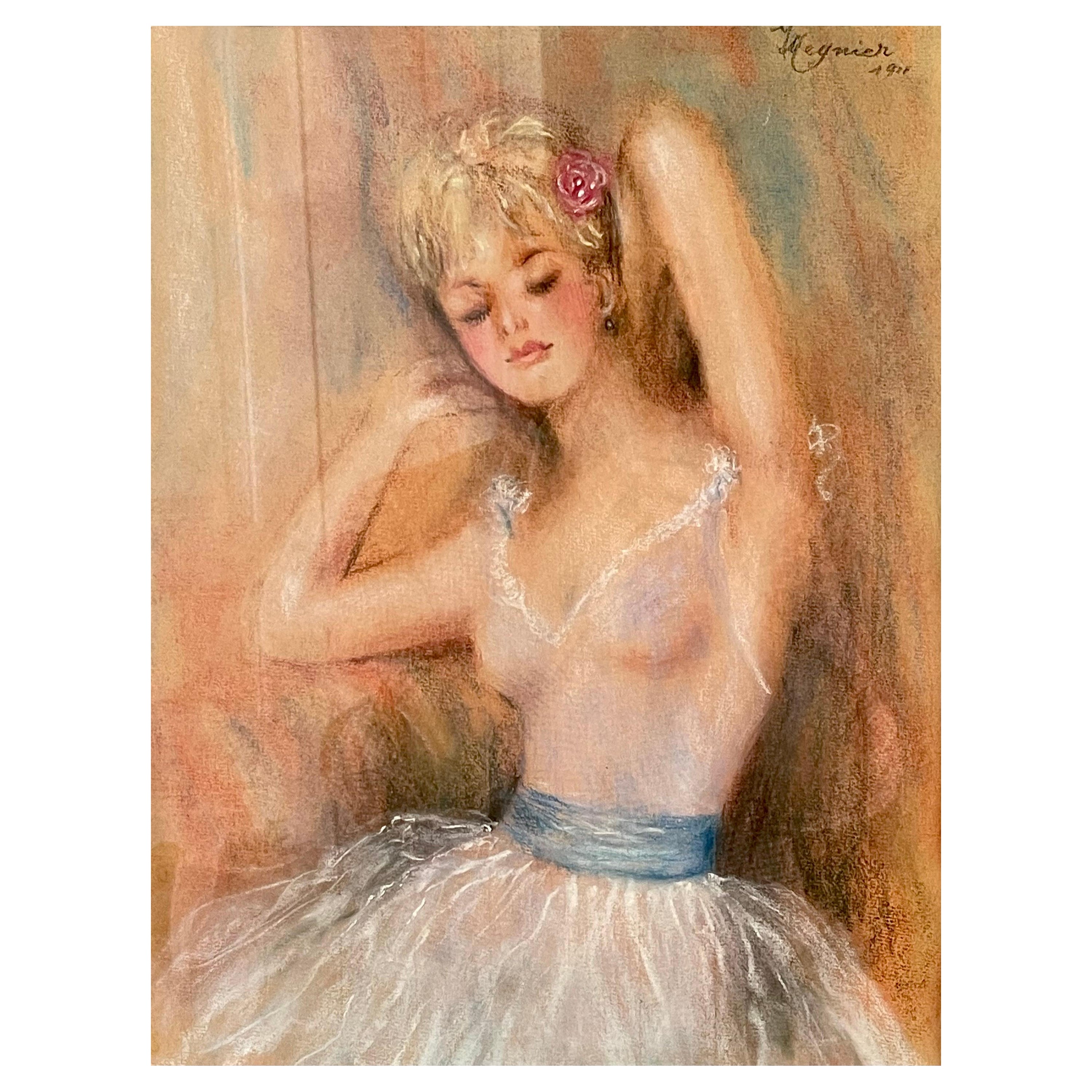 Peinture d'une danseuse de ballet d'opéra parisienne par Meynier en vente