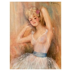 Antique Painting of a Parisian Opera Ballet Dancer by Meynier