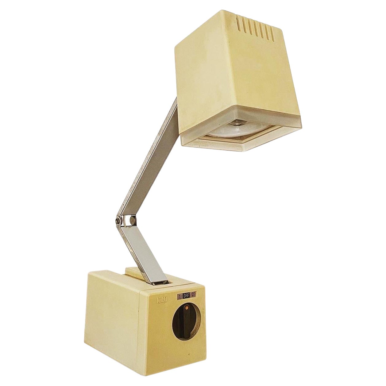 Vintage Telescopic Table Lamp Kreo Lite Model Na 270, in White Plastic and Metal For Sale