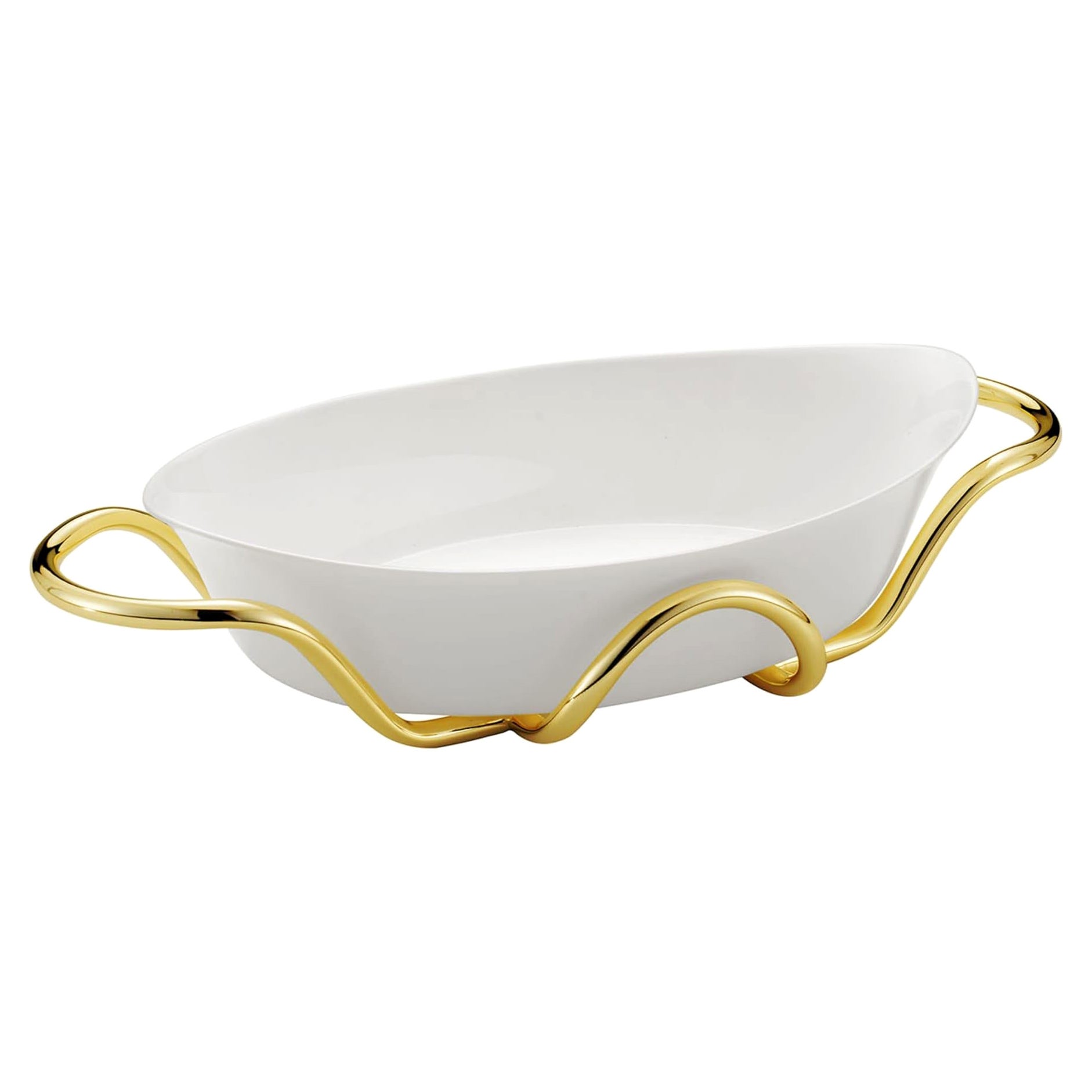 Oval Baking Dish with Golden Holder by Itamar Harari For Sale