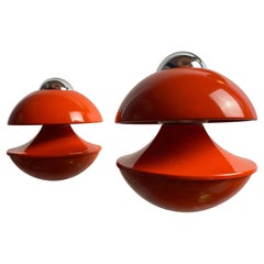 1970s Space Age Wall or Table lamps in Orange by Kaiser Leuchten Germany