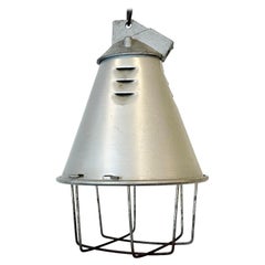 Retro Grey Industrial Aluminium Cage Pendant Lamp, 1970s