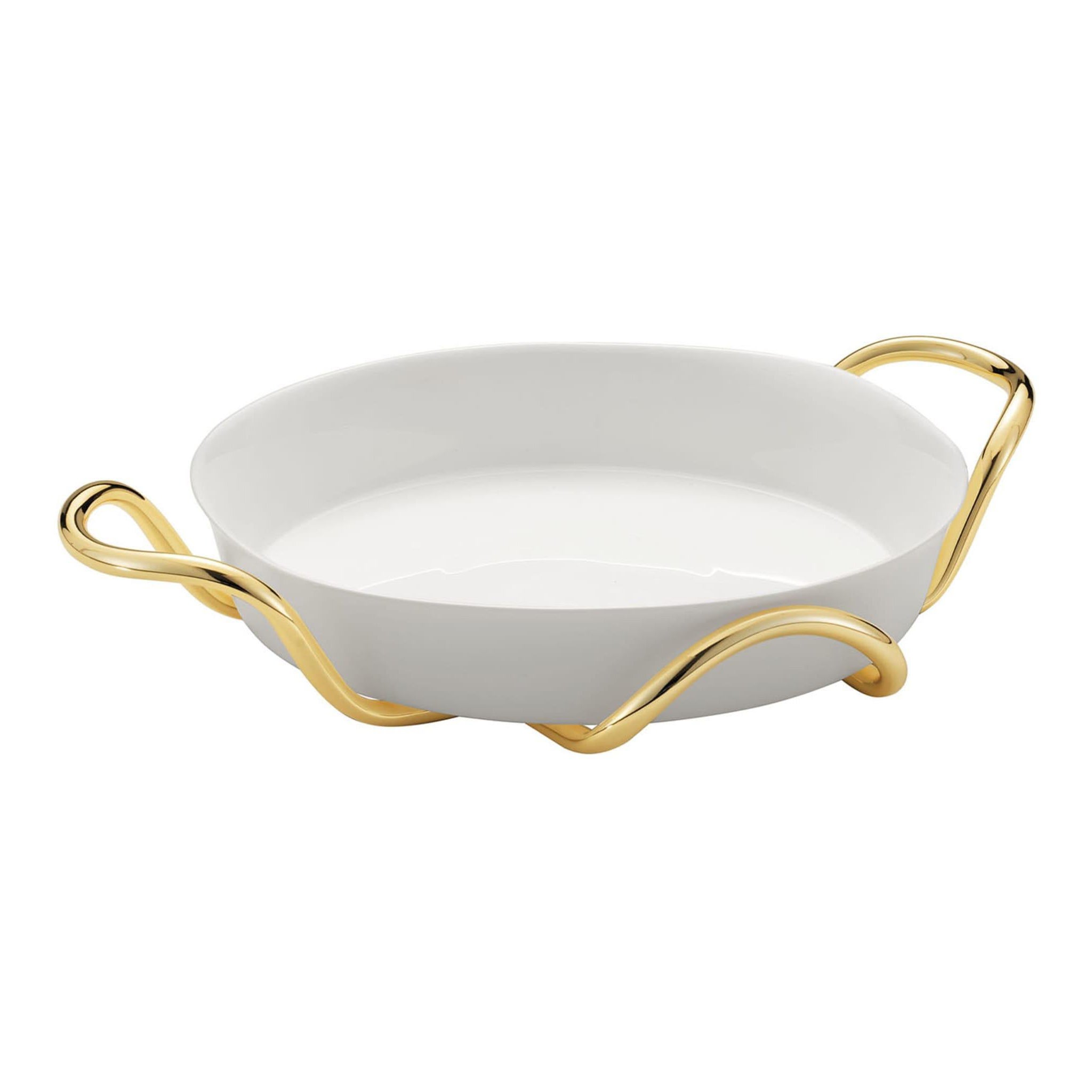 Round Baking Dish with Golden Holder by Itamar Harari For Sale
