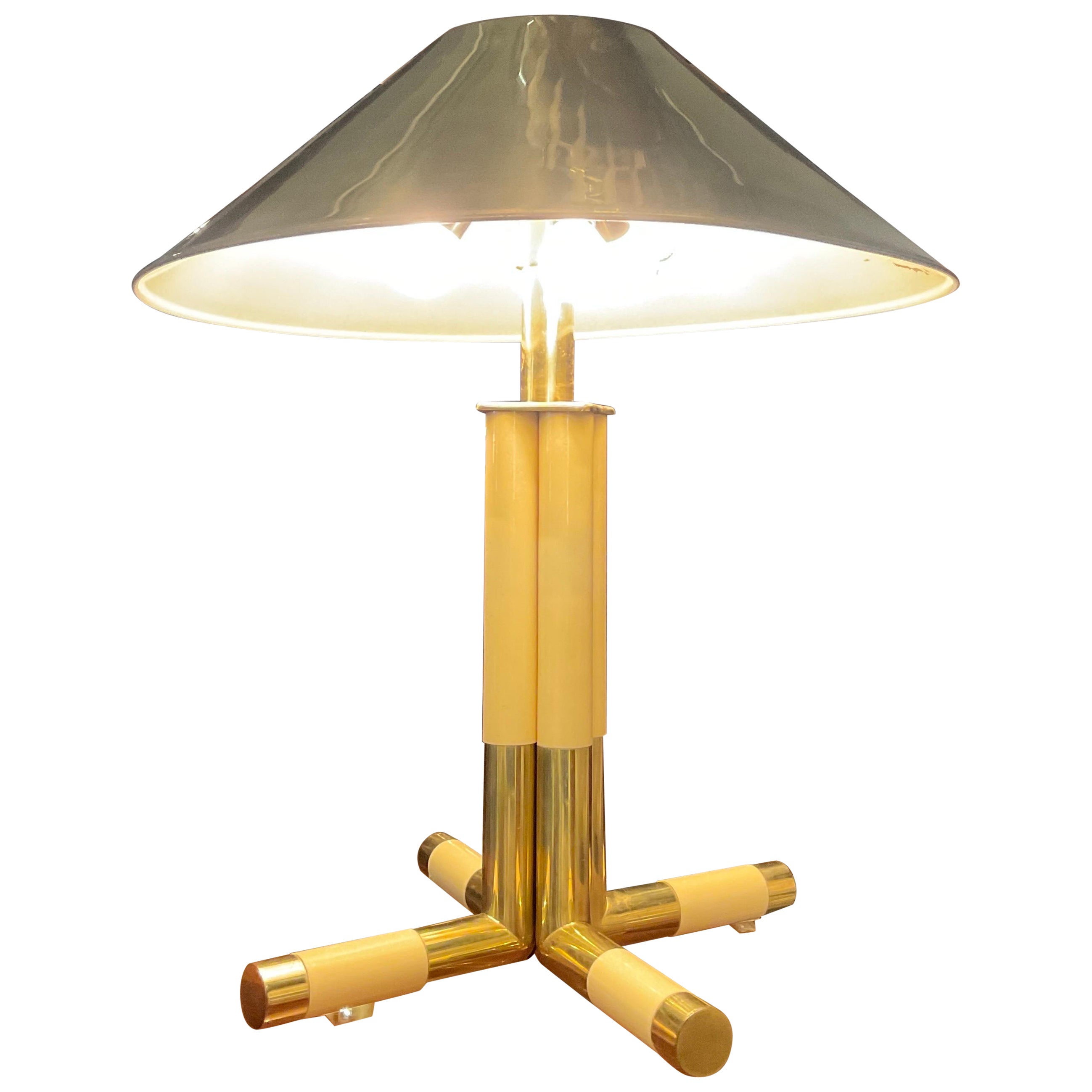 Banci Giovanni table lamp in brass and ivory, Florence 1970 For Sale