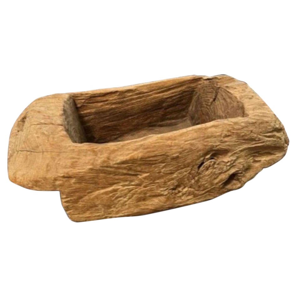 Rustic, Hand-carved Wood Vessel, 20th Century For Sale