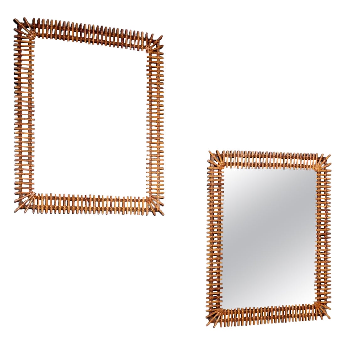 1 of 2 Bamboo Mirrors by Bonacina 60 x 72cm, Italy - 1960s 