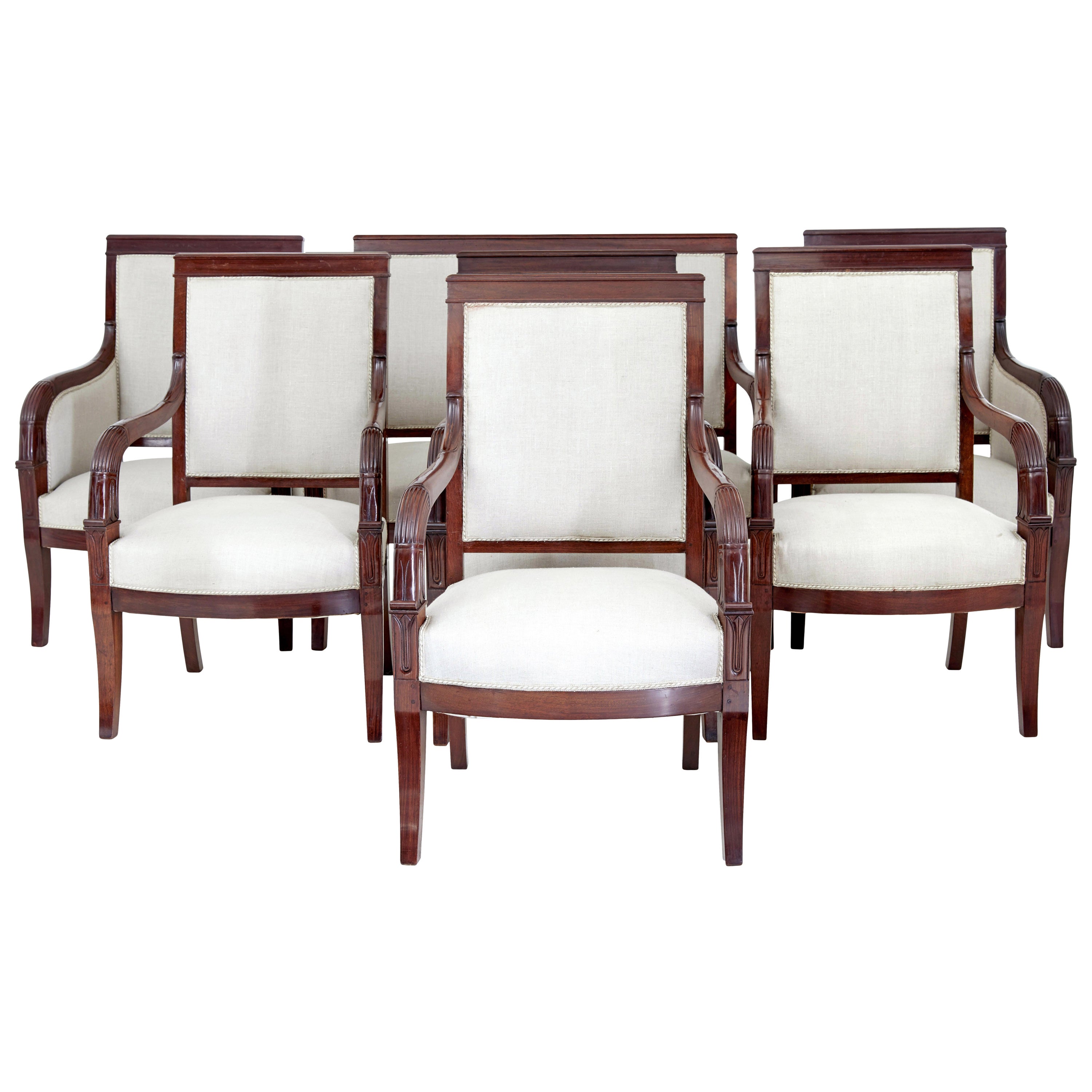French 7 piece 19th century empire mahogany salon suite For Sale