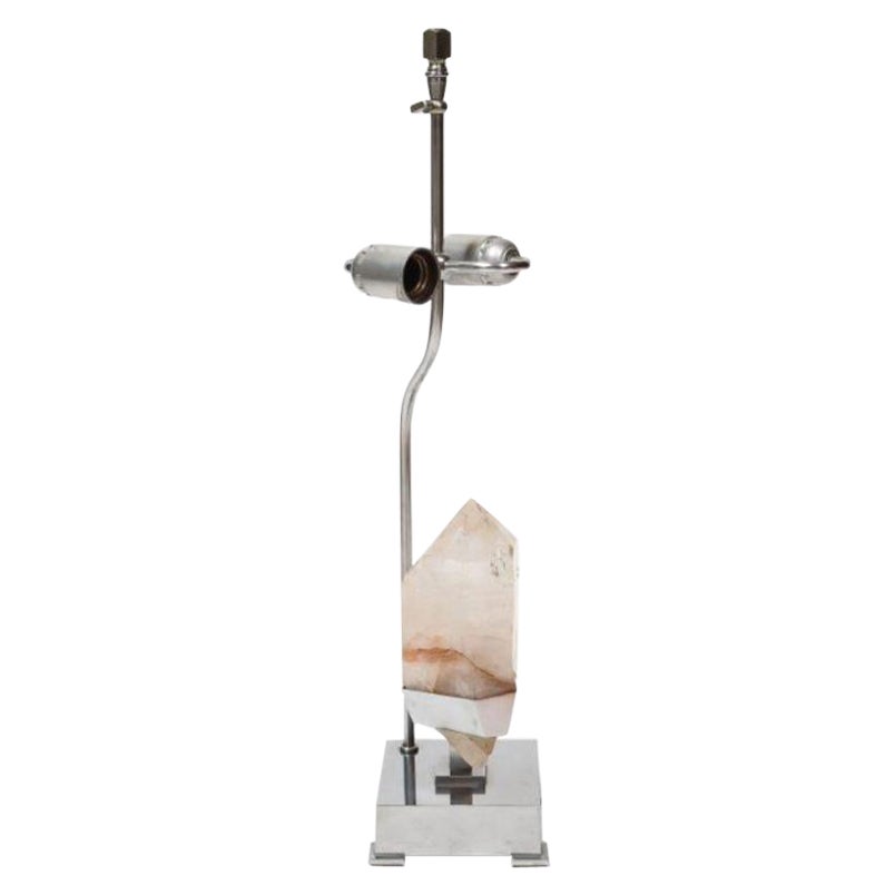 Chrome and Quartz Table Lamp by Willy Daro, circa 1970 For Sale