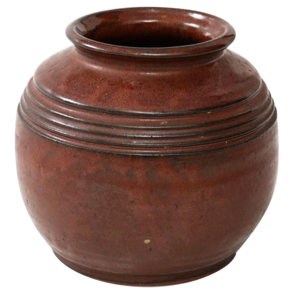Rust-Red Glazed Ceramic Vase, France, 20th Century For Sale