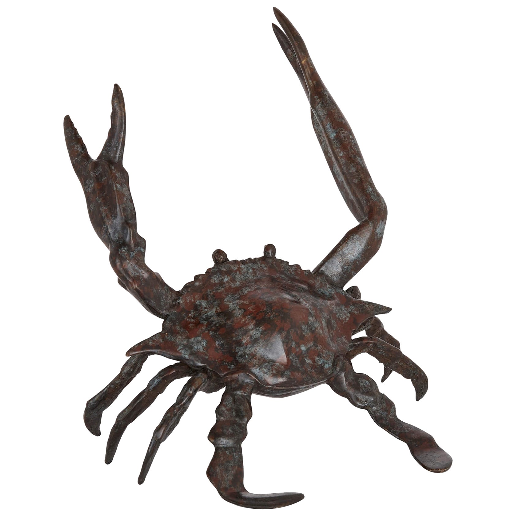 Decorative Patinated Bronze Model of a Crab  For Sale