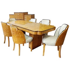 Art Deco Birds Eye Maple Dining Room Suite by Harry & Lou Epstein 1930-35