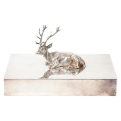 Silver Box with Deer Ornament on Lid, circa 1940