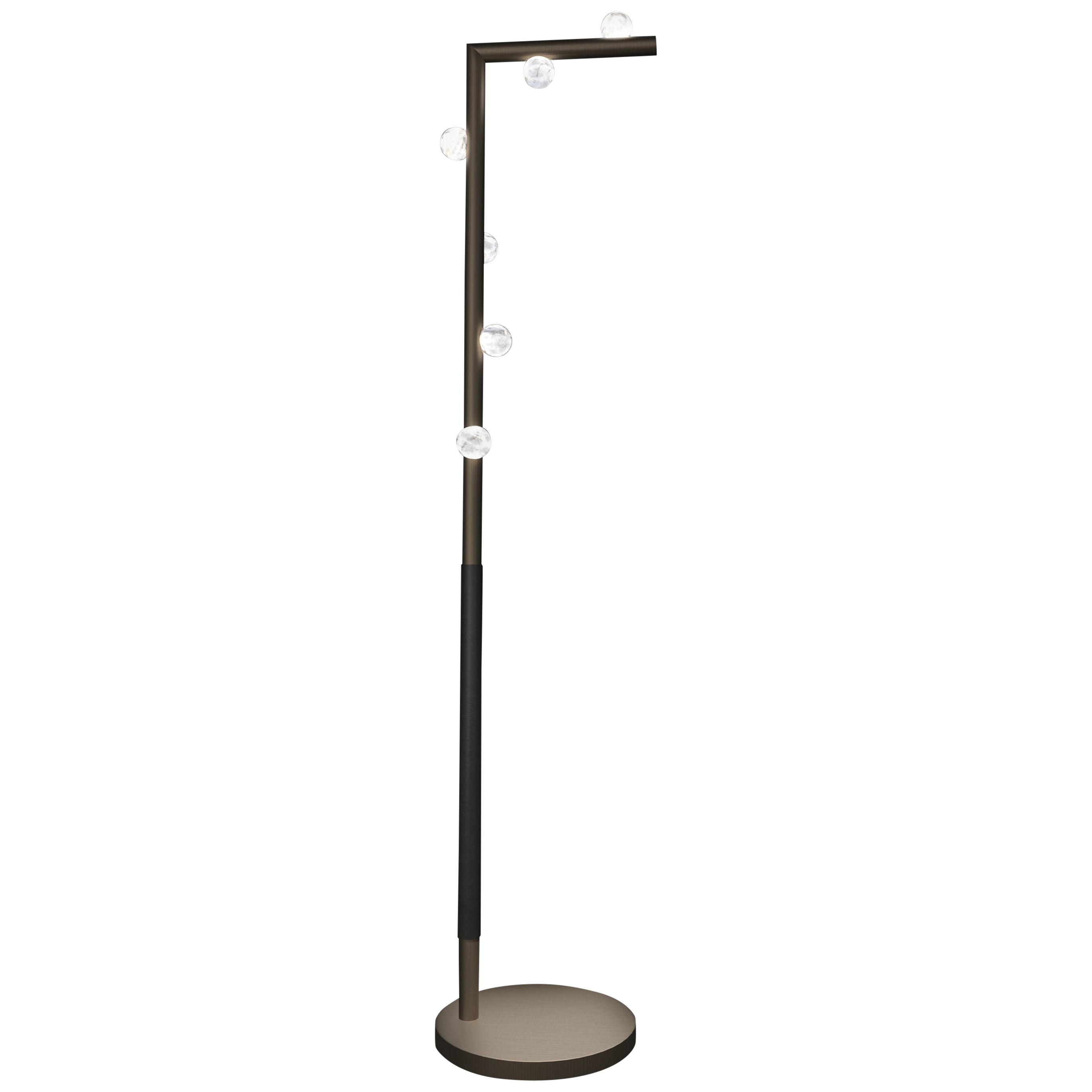Demetra Brushed Burnished Metal Floor Lamp by Alabastro Italiano For Sale