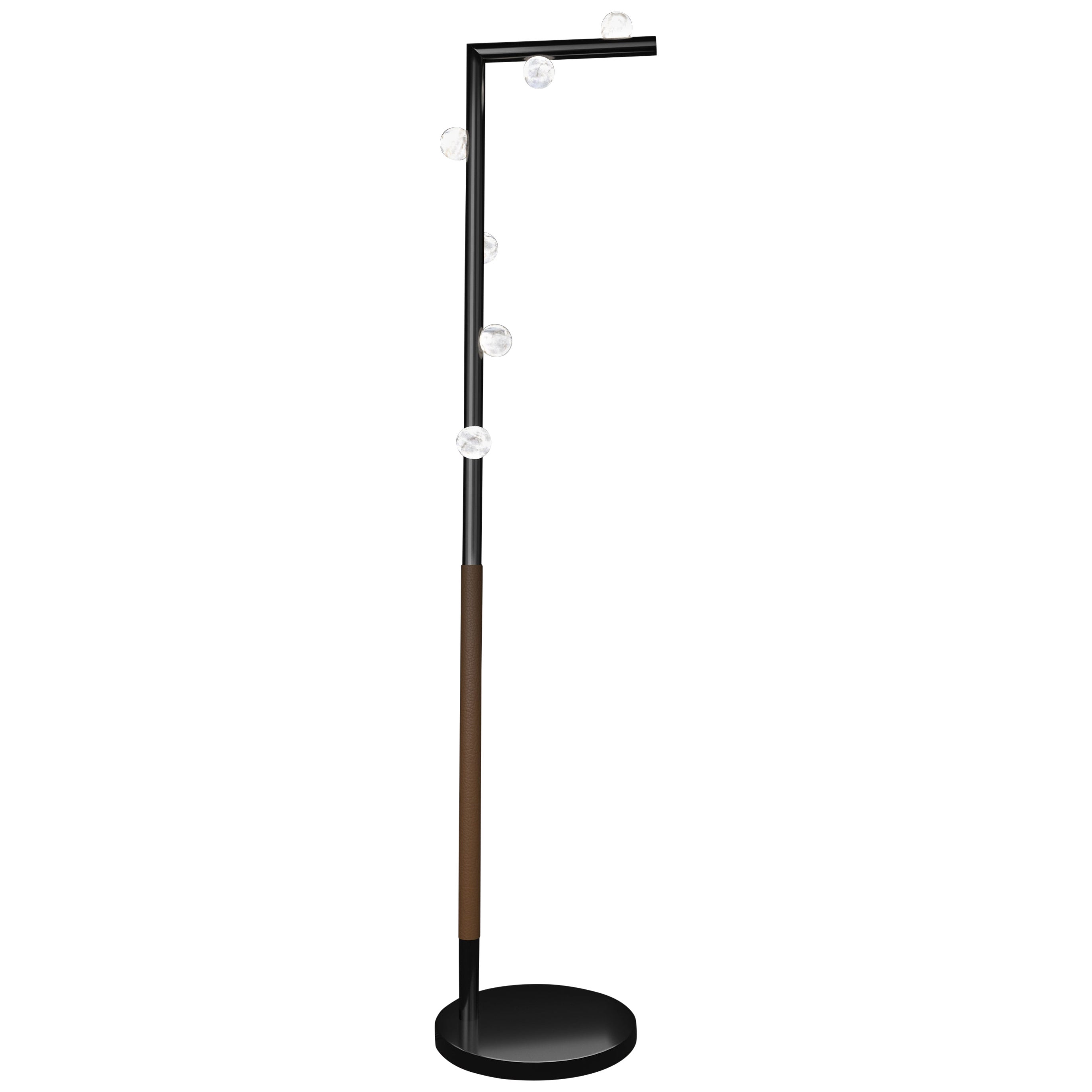 Demetra Stehlampe aus glänzendem schwarzem Metall von Alabastro Italiano im Angebot