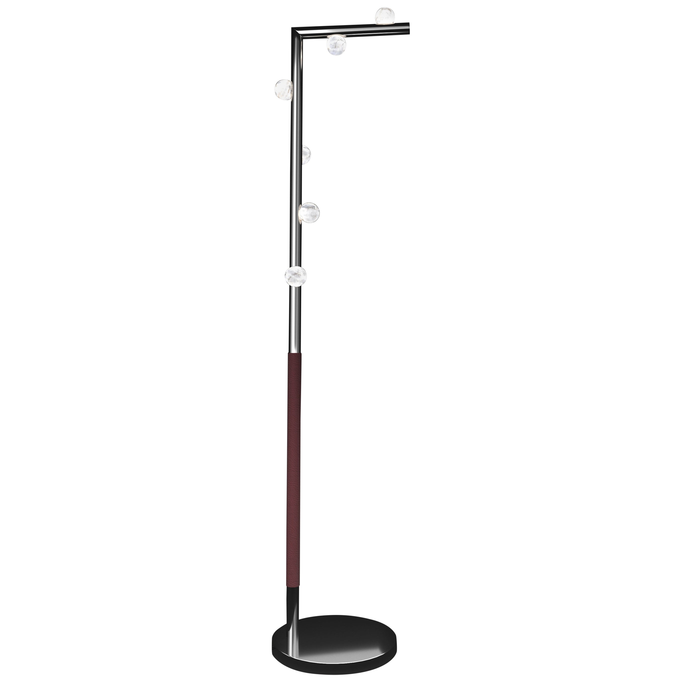 Demetra Shiny Silver Metal Floor Lamp by Alabastro Italiano