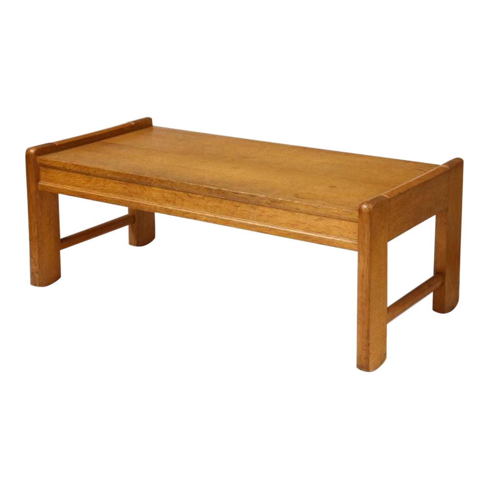 Oak Coffee Table by Guillerme et Chambron, circa 1950 For Sale