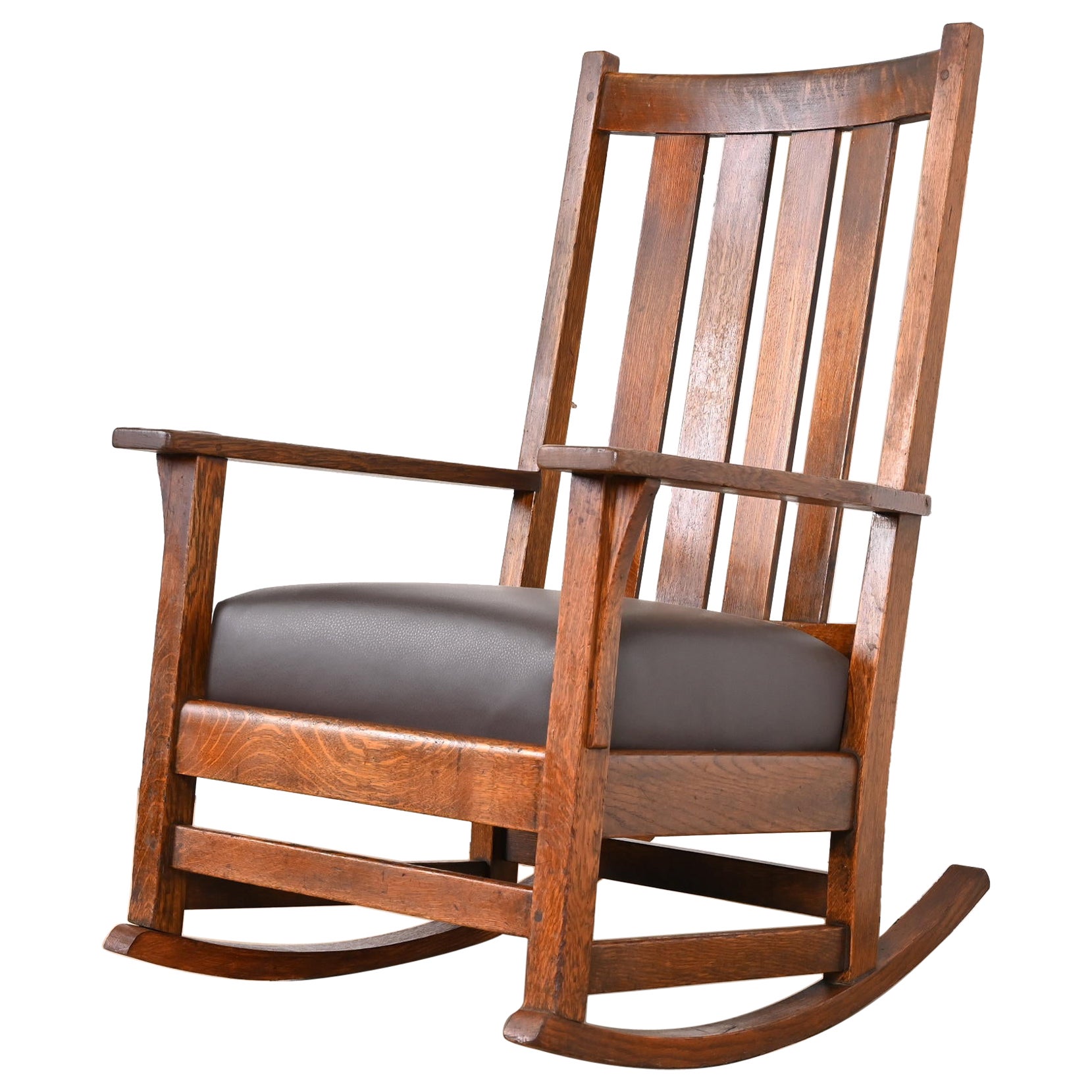 L. & J.G. Stickley Antique Mission Oak Arts & Crafts Rocking Chair, Circa 1900