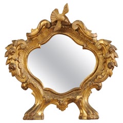 Italian Carved & Gilt Wood Vanity Mirror w/Bird at Crest, 19th Century