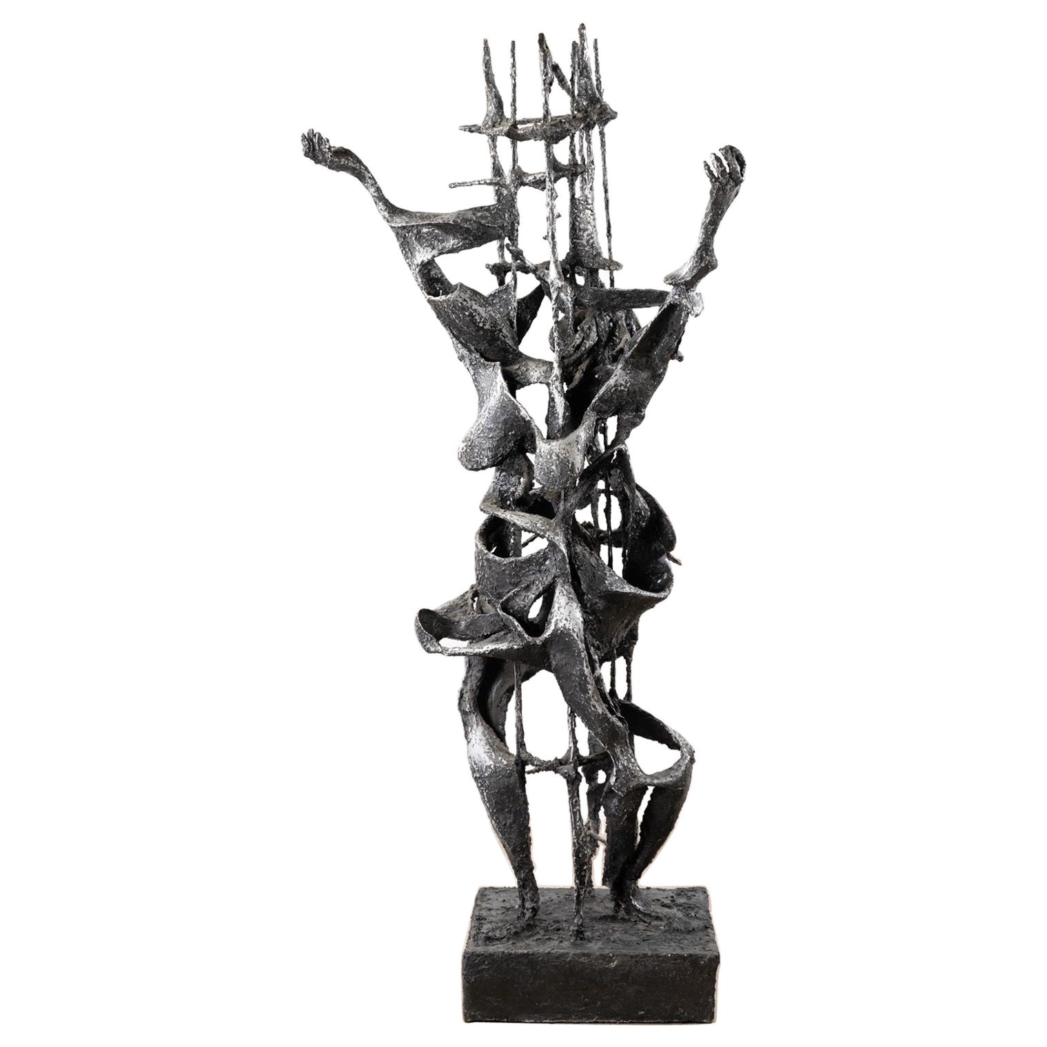 Sculpture brutaliste de Bert Schwartz « Prométhée et Pandora » en aluminium et acier