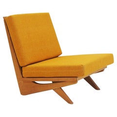 Vintage Georg Thams Lounge Chair with Beech Frame and Mustard Fabric Upholstery