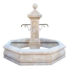 Large Octagonal Limestone Center Fountain from Provence, France