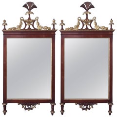 Pair of Italian Faux Bois and Gilt Neoclassical Mirrors