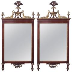 Pair of Italian Faux Bois and Gilt Neoclassical Mirrors 1