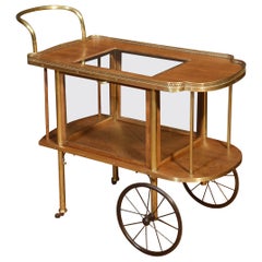 Antique Brass and oak drinks trolly