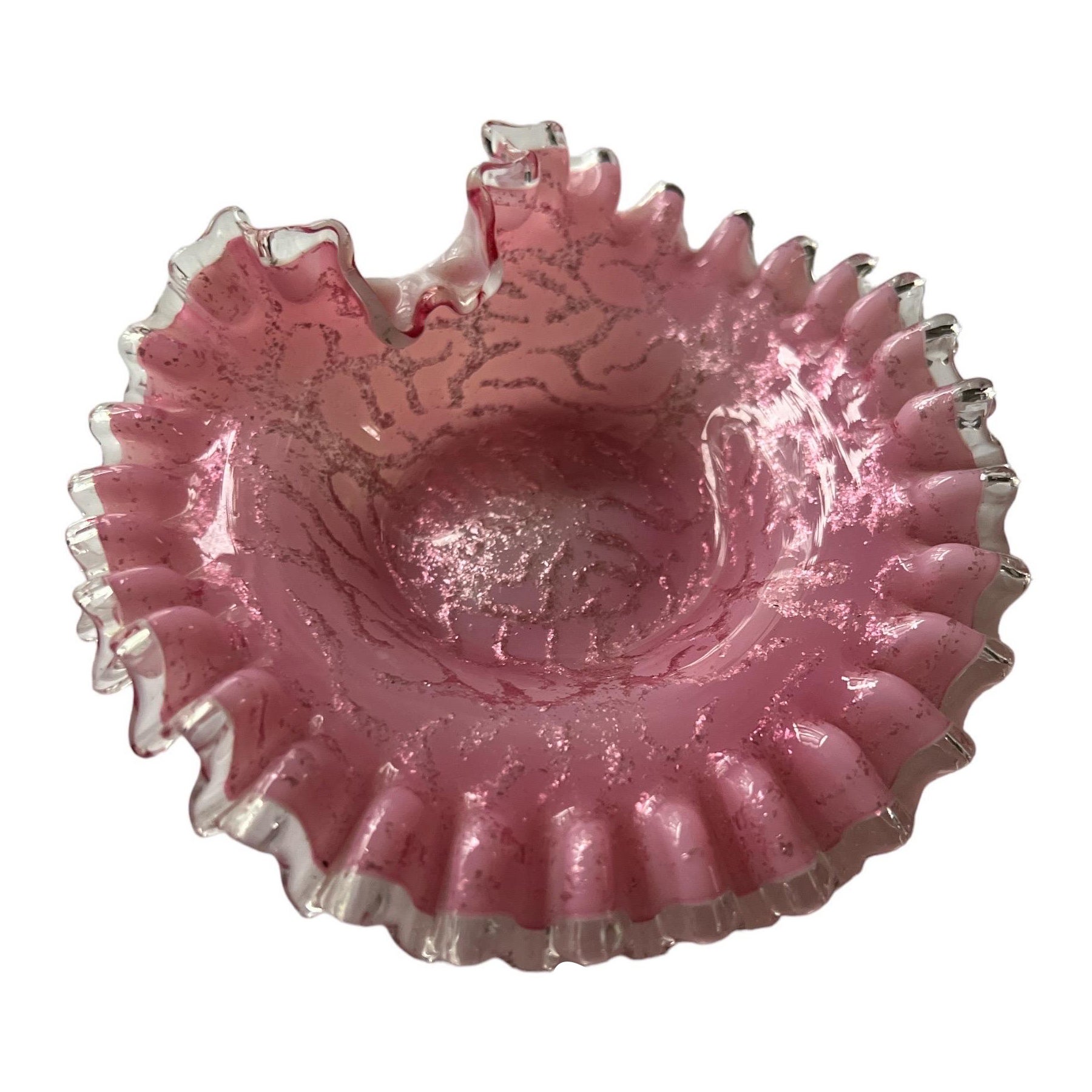 French Clichy glass pink rings holder, France, 19th century  For Sale