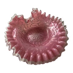Antique French Clichy glass pink rings holder, France, 19th century 