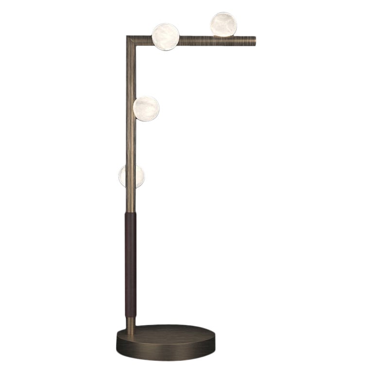 Demetra Brushed Burnished Metal Table Lamp by Alabastro Italiano For Sale