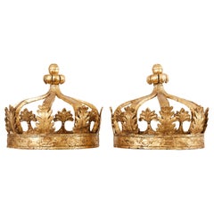 19. Jahrhundert Paar italienische Coronas aus Gildeholz im Barockstil