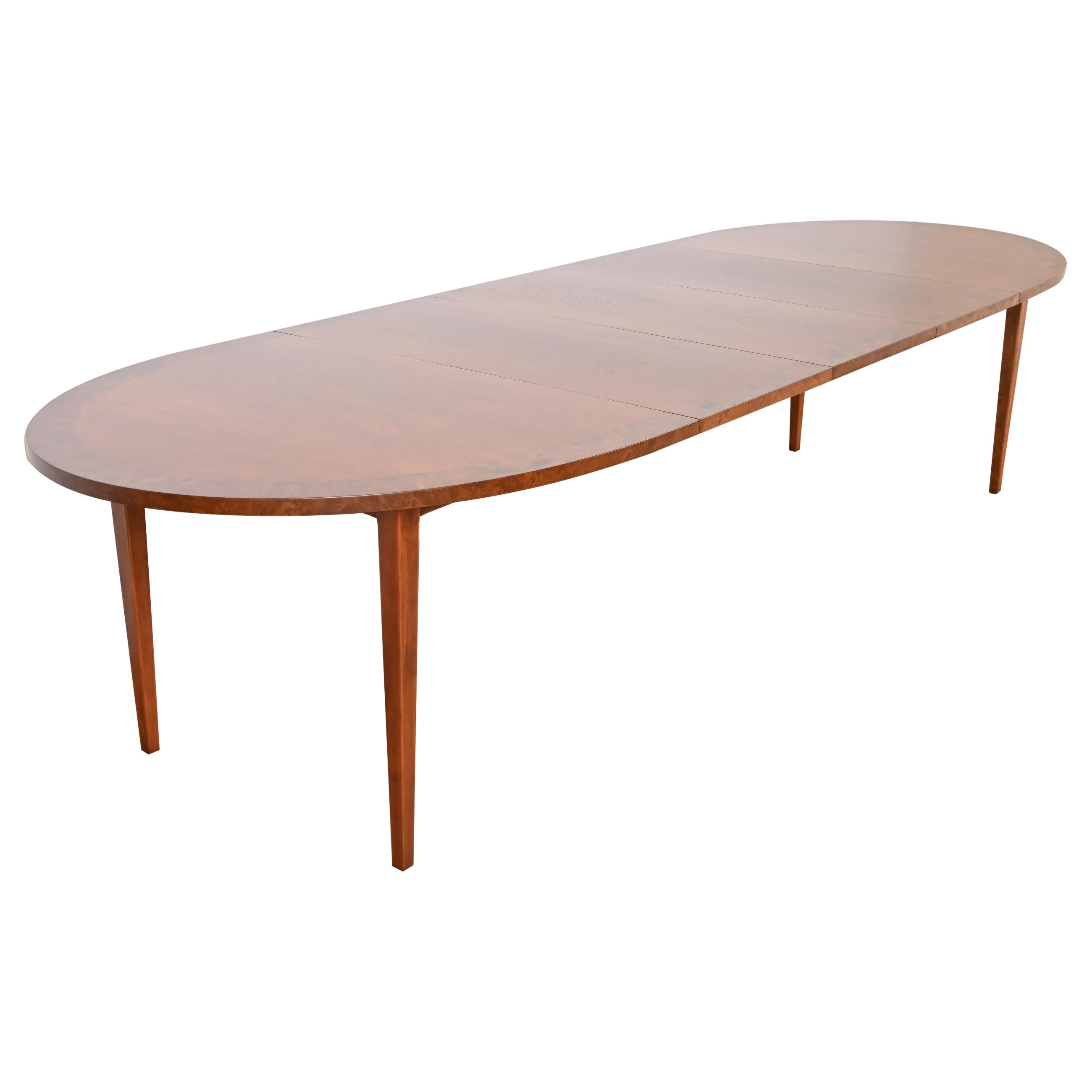 Directional Mid-Century Modern Cherry and Burl Wood Dining Table, Refinished