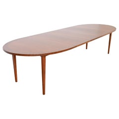 Directional Mid-Century Modern Cherry and Burl Wood Dining Table, Refinished