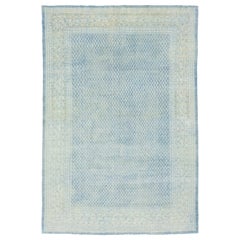 Tapis de laine Persan Tabriz bleu antique des années 1920 